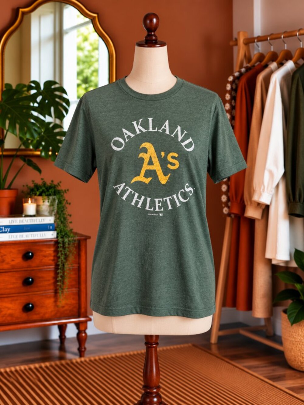 Oakland Athletics Green Logo Crewneck Tee
